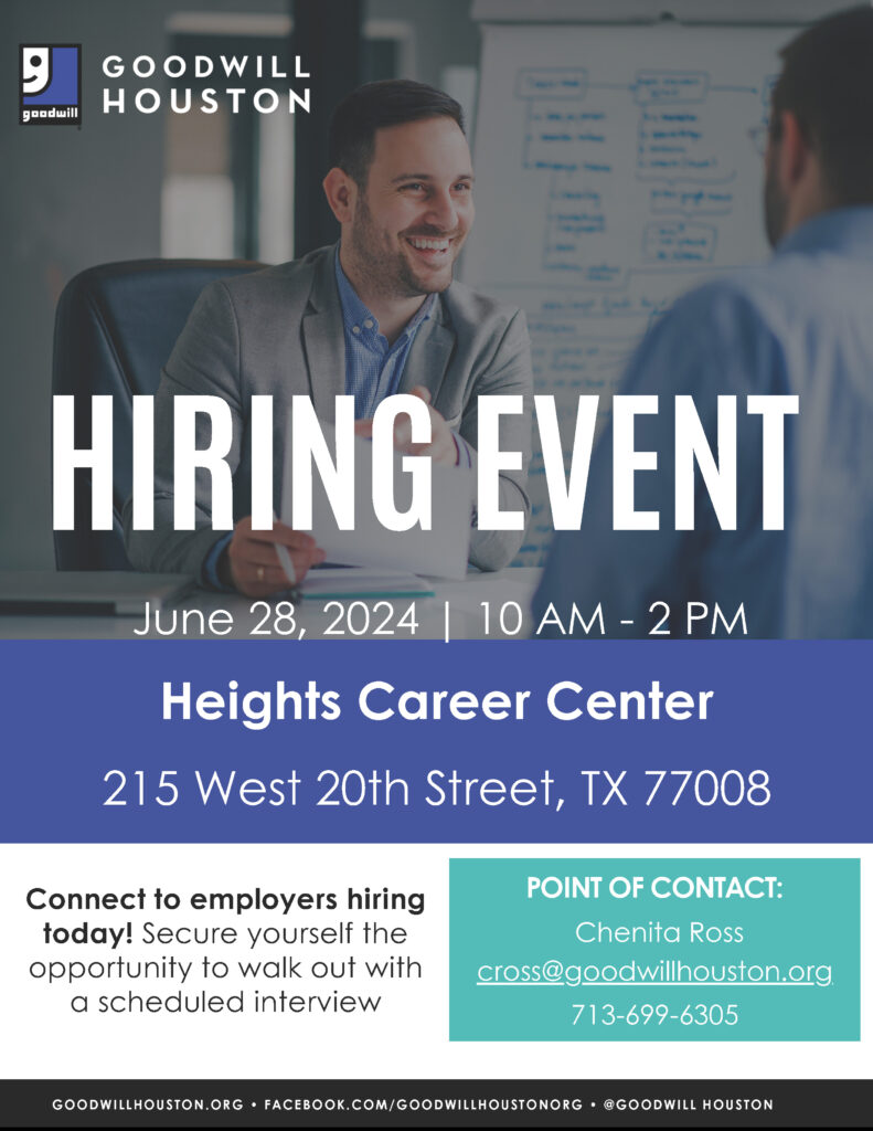 June Hiring Event Goodwill Houston